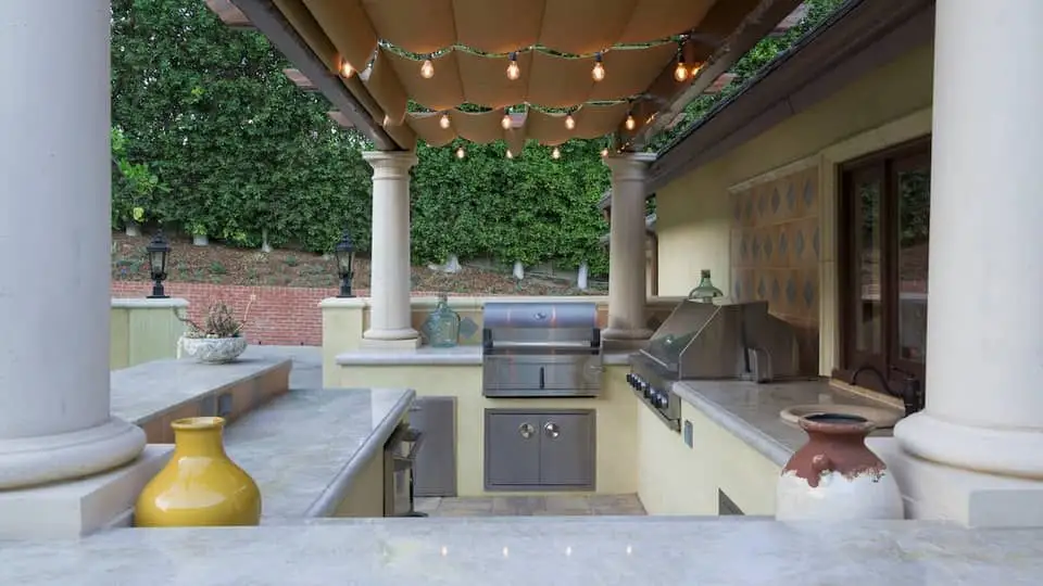 mediterranean manor outdoor kitchen