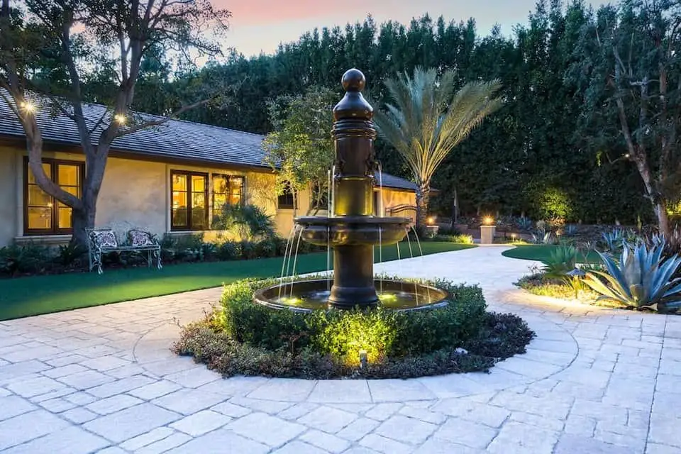 Outdoor Lighting with Fountain Installation